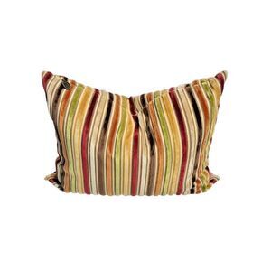 Pier 1 Velvet Striped Vintage Throw Pillow Multicolor 14X18 Rectangular